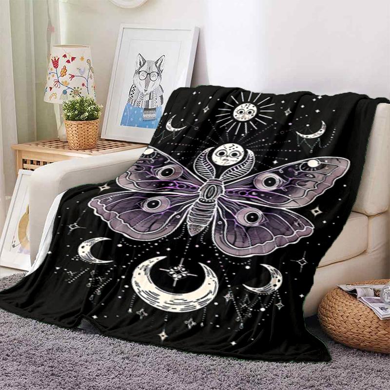 Dark Romance Butterfly Roses Blanket Sofa Blanket Camping Trip Bedroom Outdoor Plush Blanket Digital Printing