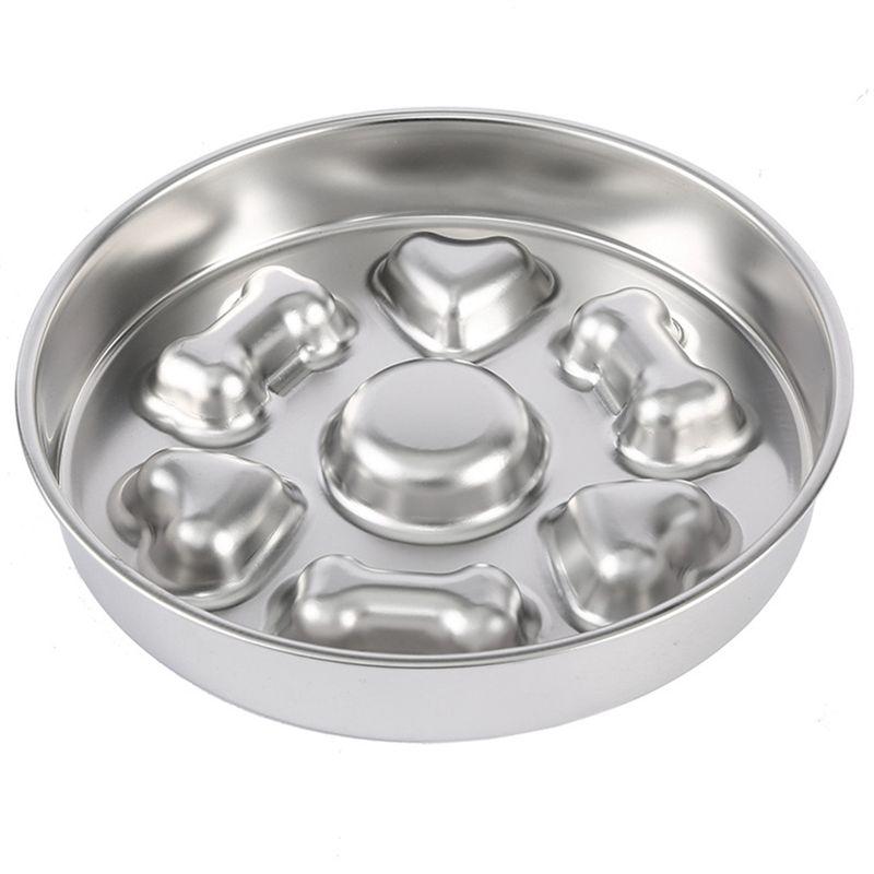 

ABJI-For Dogs And Cats-Friendly Stainless Steel Slow Feeder Bowl Anti-Slip Base Round