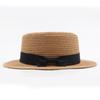 Women Fashion Straw Hat  Retro Bowknot Flat Top Hat Sunshade Beach Hat Summer