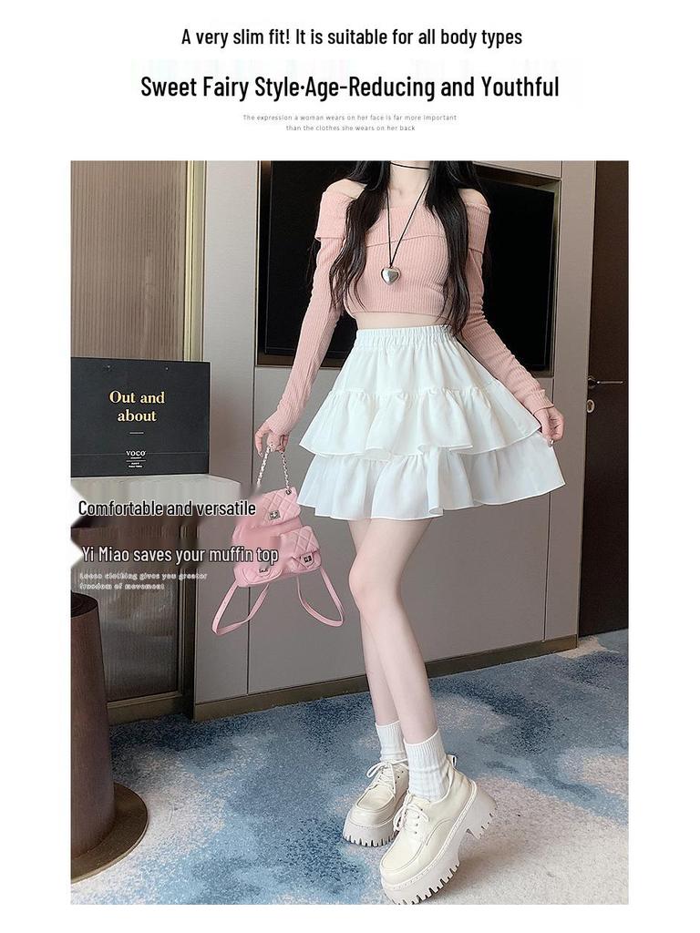 White French A-Line Ruffle Skirt - High Waist, Petite Spring Skirt for Women