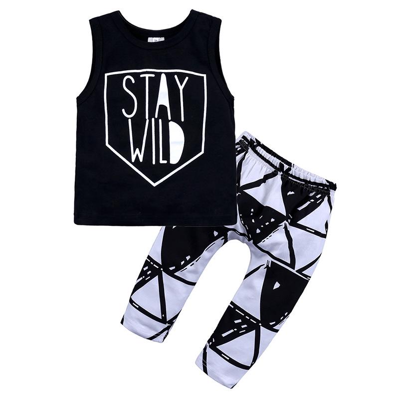 Spring & Summer INS Style Baby & Kids Short Sleeve Printed T-Shirt and Pants Set