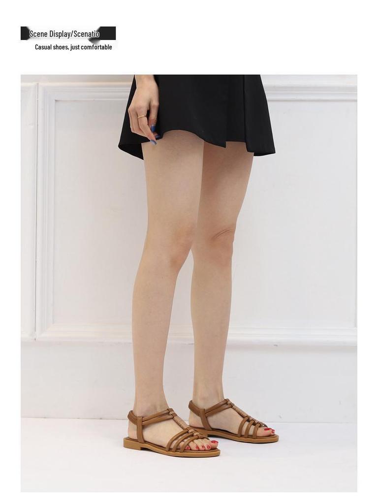 2025 Summer Bohemian Retro Flat Roman Sandals: Comfortable Hollow Design for Travel and Beach