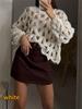 Women's Casual Hollow Knit Sweater Cardigan Long Sleeve