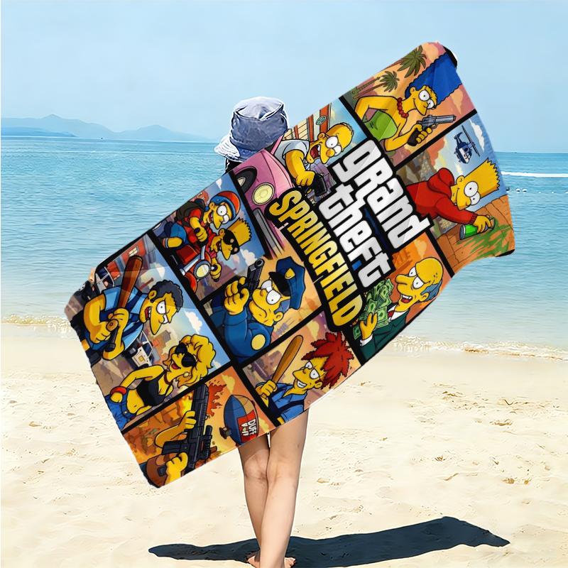 1Pc Simpsons Family Portrait Beach Towel Microfiber Beach Towel Thin Absorbent For Beach Swimming Yoga Bath Sports 0917272
