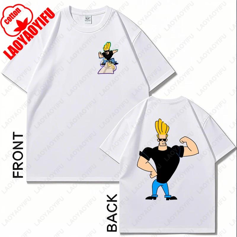 Johnny Bravo Cartoon Character Graphic TShirt Casual Cotton Unisex Women Fun Fashion Tees Brother Friend Couple All Match Gift Tops