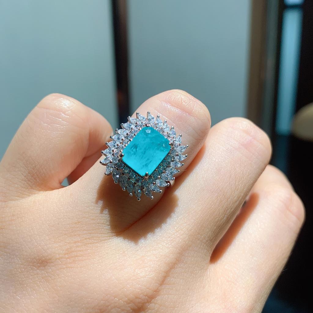 Jewelry Ring Color Treasure Popular Ring Temperament Jewelry Retro Ring Main Stone 10 * 12