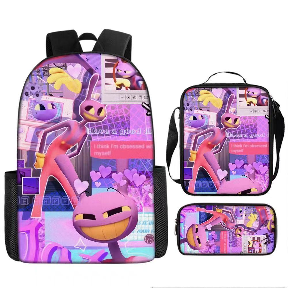 DER ERSTAUNLICHE DIGITALE ZIRKUS Rucksack-Set aus 3 Stück Großer Schulrucksack Reise-Tagesrucksack für Kinder Jugendliche Erwachsene