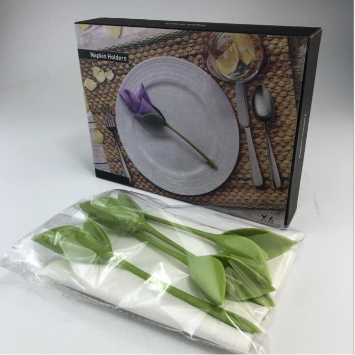 Hand Towel Holder In the Shape of a Flower Green Leaf Napkin Holder for Hotel, Restaurant Dining Table Decoration(8pcs)
