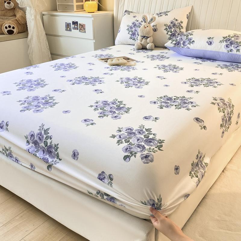 Small Fresh Floral Pattern,100% Cotton,Fitted Sheet With Deep Pocket 160x200,No Pillowcase,Soft Breathable,133x72 Fabric
