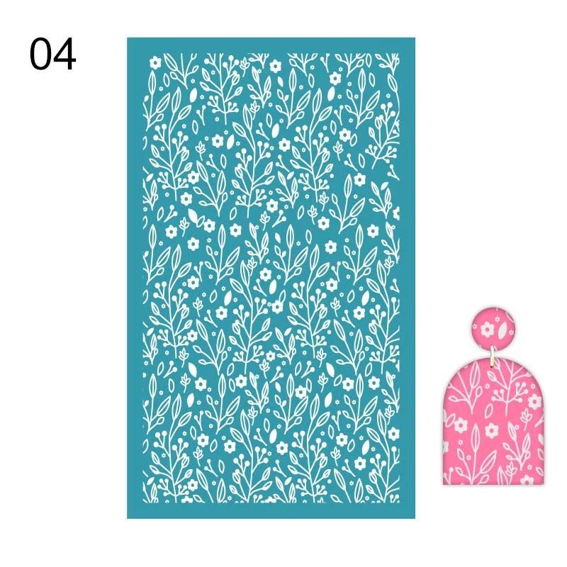 Reusable 3Pcs Silk Screen Stencils Mesh Transfer Printing Tools for Polymer Clay Earring Jewelry Making for DIY Painting Stencil