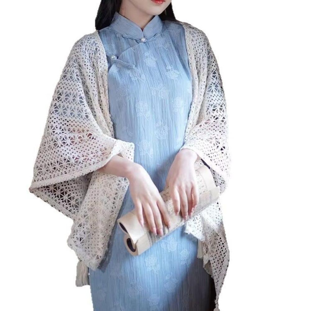 

Thin Cheongsam Shawl Shawl Coats Sun Protection Tassel Air-conditioned Shirt For Women Lady Girl