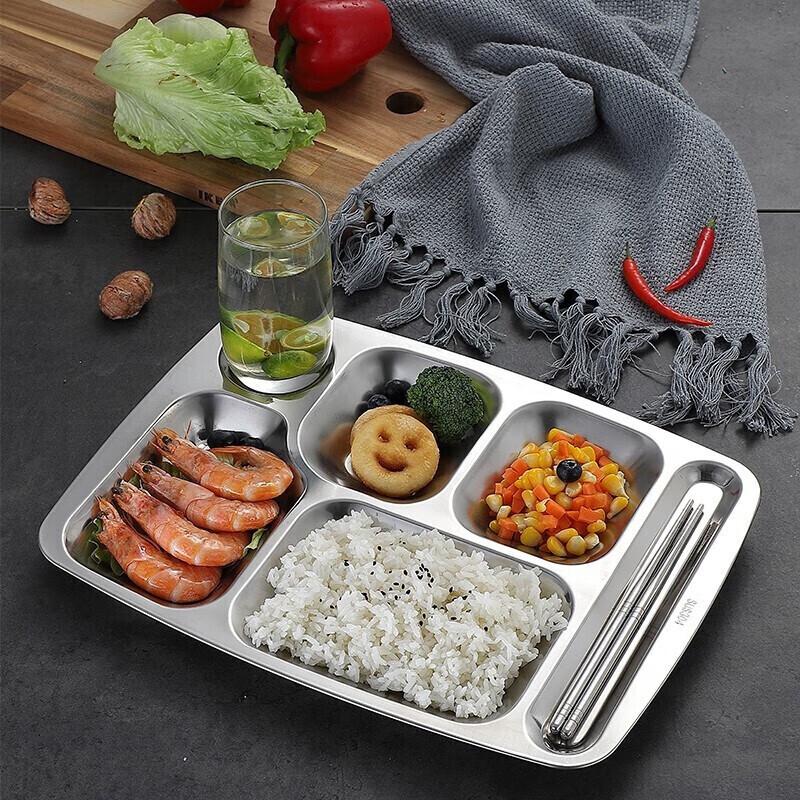 Homeglen 304 Edelstahl Sechs-Fächer Mittagstablett Set