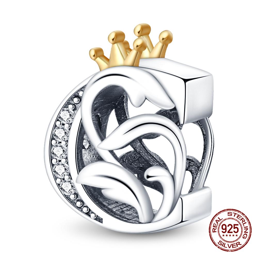 Classic Crown 26 Letters A-Z Copper Charms Fitoriginal Bracelets Diy Jewelry Making For Women Gift