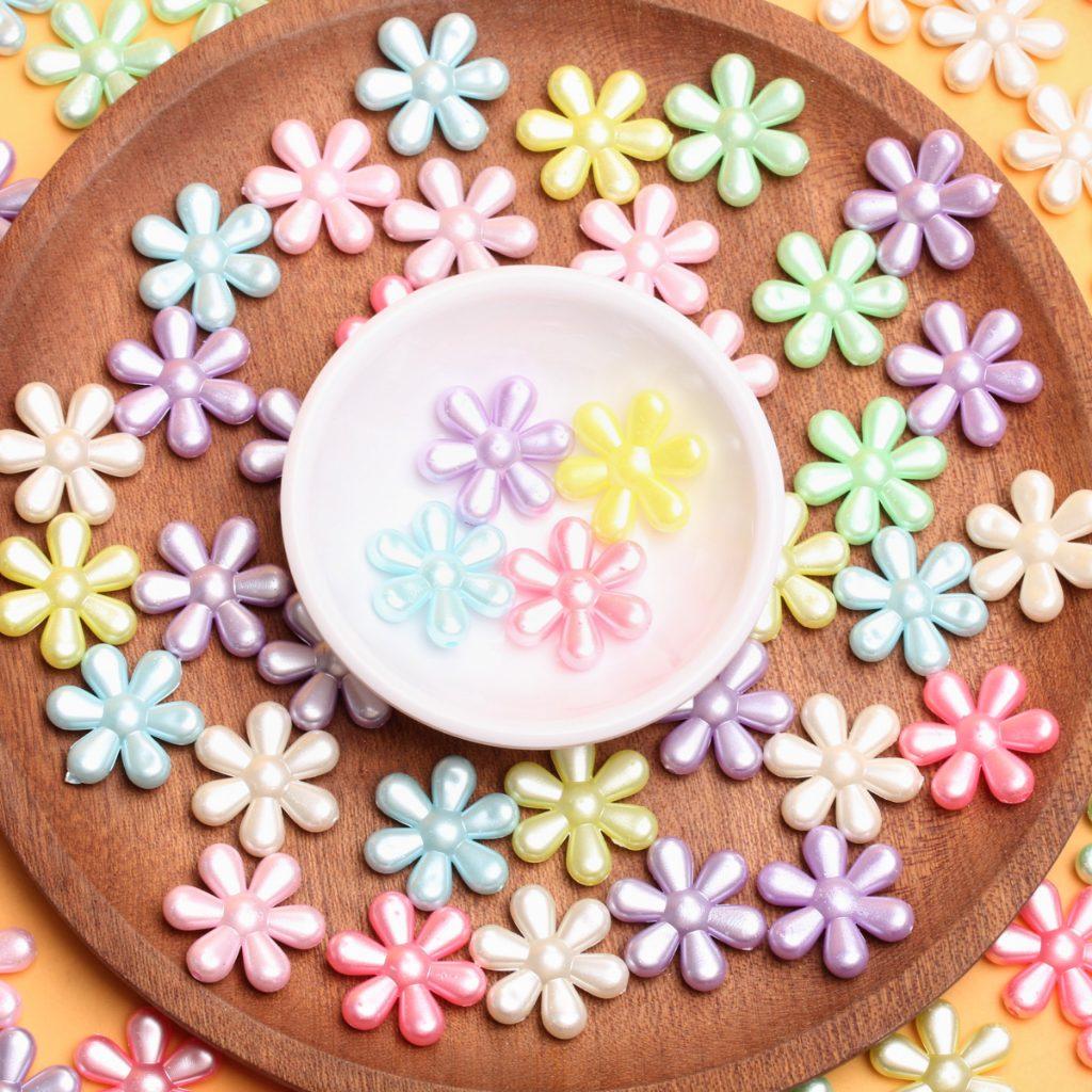 20/30/50PCS Fashion Acylic Bowknots Sunflowers Shells Butterlry Loose Beads For DIY Bracelets Necklace Jewelry Making