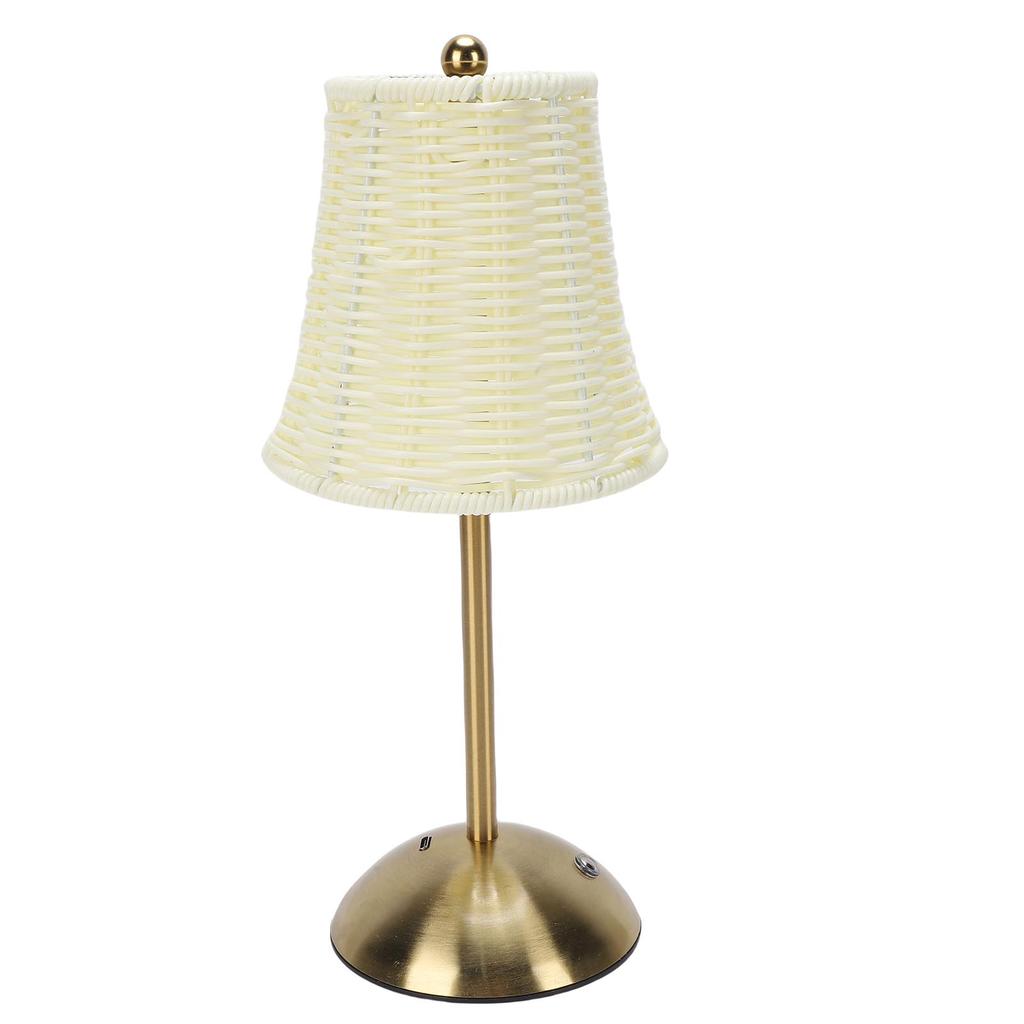 Vintage Rattan Table Lamp LED Dimmable 3 Color Temperatures Rechargeable Cordless Bedside Lamp for Bedroom Living Room