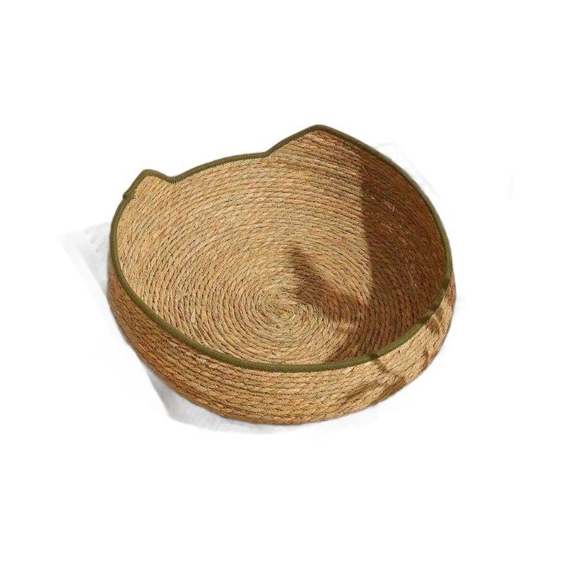 Rattan Cat Bed Scratching Board Removable Washable Woven Grass Nest All Seasons For Cats And Kittens Home Balcony Decor Gift