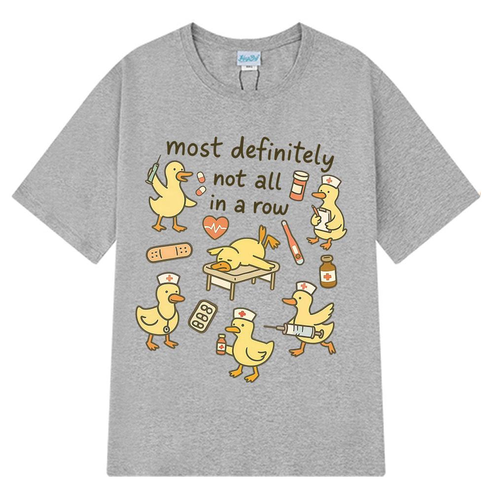 2025 Summer Funny Nurse Ducks in A Row Print TShirt Men Women Shortsleeved Highquality Vintage Cotton Printed Tshirts Y2k