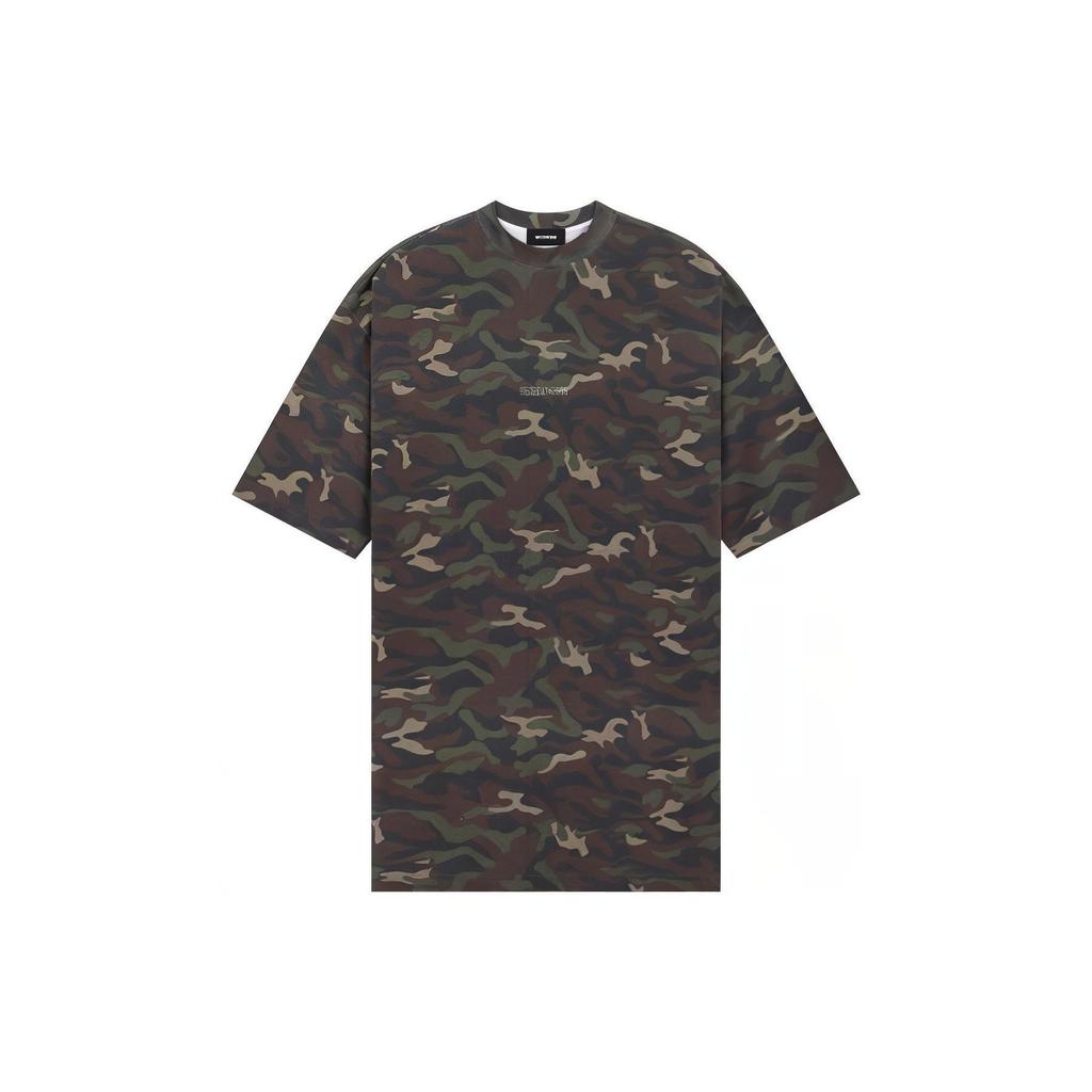 We11done Casual Round Neck Short Sleeve T-Shirt Unisex Tops Camouflage WD-TT0-24-793-U-KK