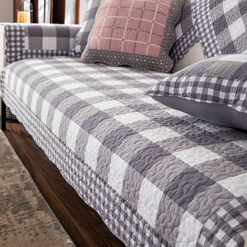 

Полотенце-чехол из стираного хлопка, маленькая подушка в свежем пасторальном стиле Gray lattice 45*45 pillow case (no core)