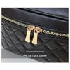 Stylish Quilted PU Makeup Bag Portable Cosmetic Organizer Travel Toiletry Pouch Black