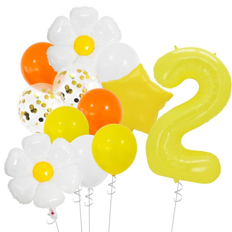 Lively And Cute Little Daisy Aluminum Film Balloon Set Sequined Birthday Party Atmosphere Arrangement