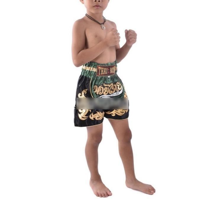 Pantaloncino Enfant - Tradizionale THAI - Colore Verde - Taglia 10-12 ANNI - Boxe Kickboxing