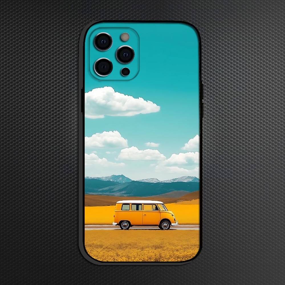 Traveling Car Phone Case For iPhone 16,15,14,13,12,11 Plus,Pro Max, Others Soft Black Cover