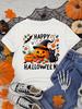 Spooky Pumpkin Cat Graphic Halloween Womens TShirt Short Sleeve Summer Short Sleeved Harajuku Streetwear Tops Tees