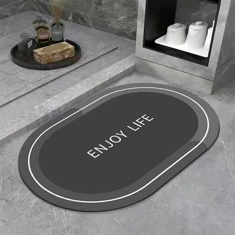 Bath Absorbent Floor Mat Diatom Mud Oval Square Soft Mat Toilet Foot Mat Non-slip Household Quick-drying Bath Mat