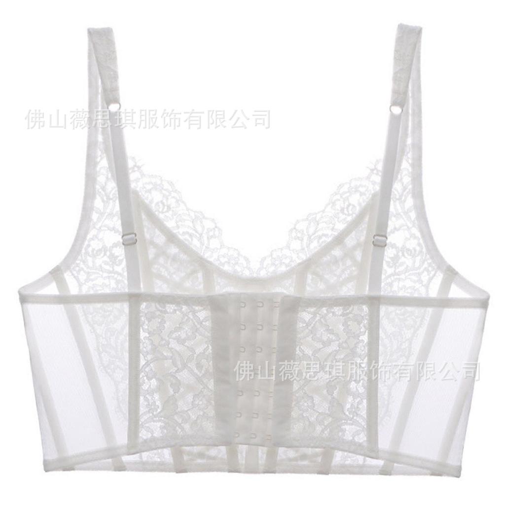 French underwear women's sexy thin lace big breasts show small bras, double breasts body sculpting fish bone underwear bra