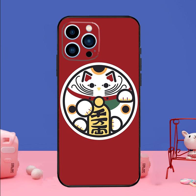 Japanese Lucky Cat Art Phone Case For iPhone 17 16 15 14 13 11 12 Pro Max Plus 13 12 Mini 16e 17 Air Bumper Cover
