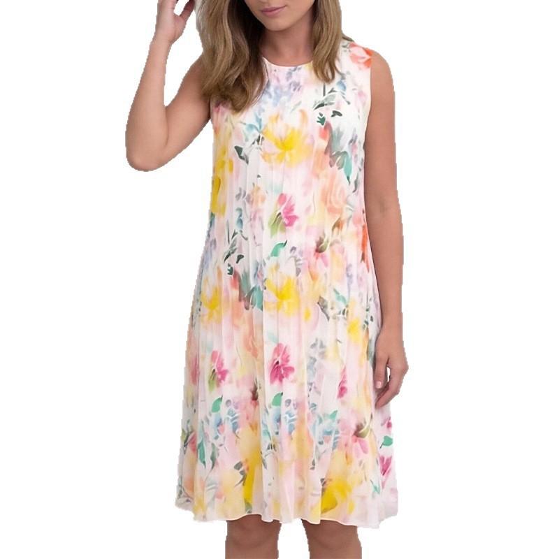 2026 Women's Spring New Arrival, Amazon Cross-Border Europe and America Fashion Casual Loose Printed Pleated Dress