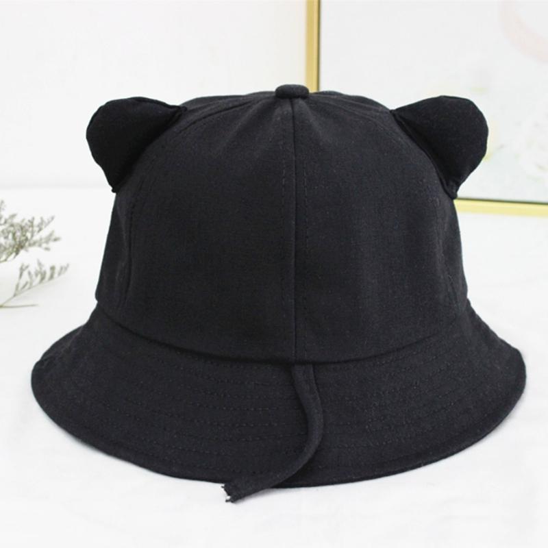 Cappello a secchiello in cotone con orecchie da gatto per adulti, cappello da pescatore per sport all'aperto, per guidare, andare in bicicletta, pescare, vacanze casual, cappello parasole