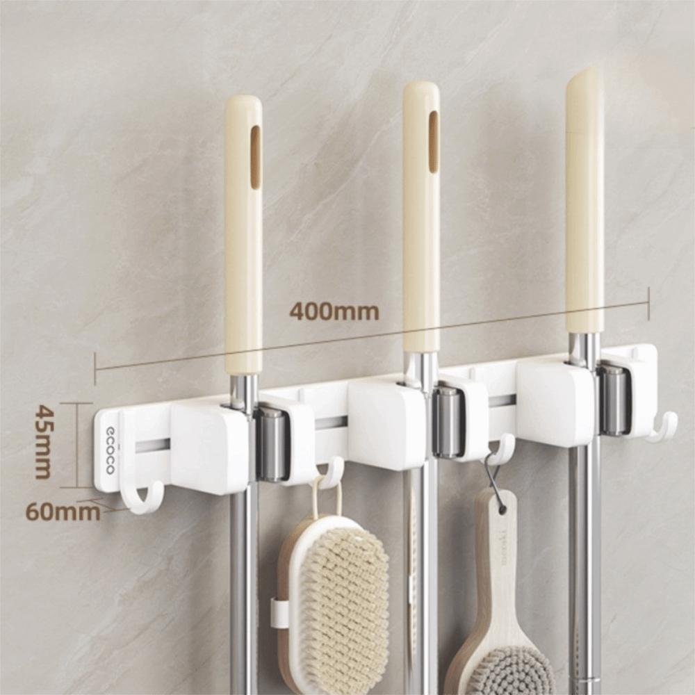 

Self Adhesive Broom Holder Sliding Track Cleaning Tools Storage Mobile Sweeper Hook Kitchen 40cm