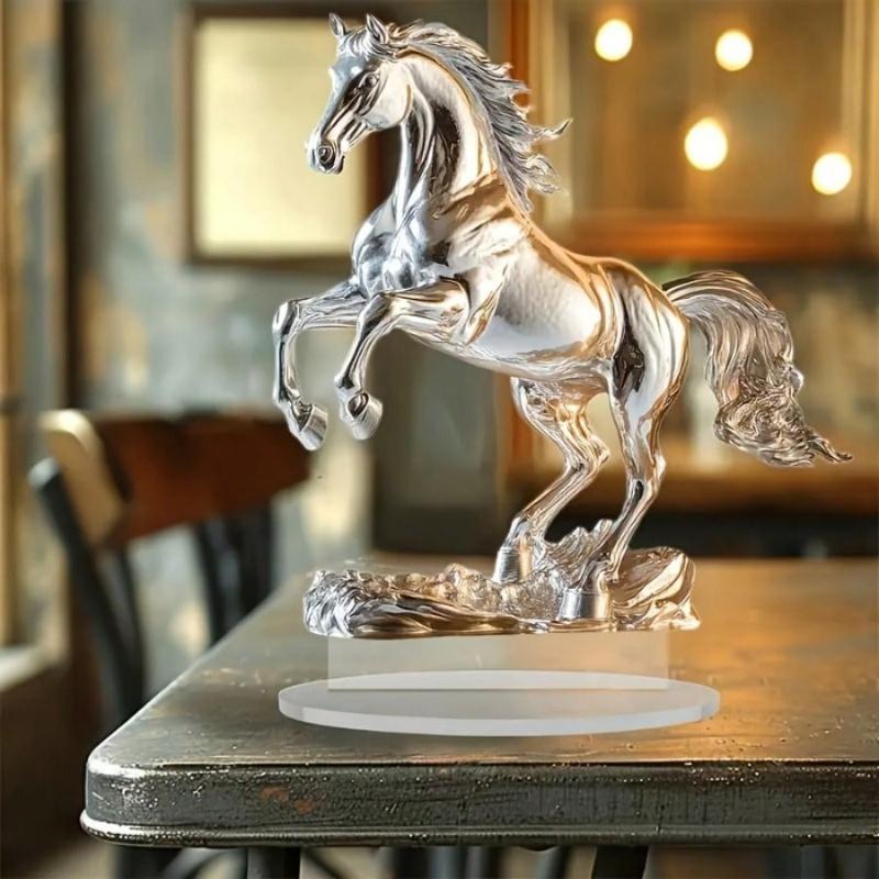 Elegant 2D Acrylic Horse Statue, NOT 3D!!!! - Classic Flat Design, No Potricate Detailing, Horse Lover Gifts