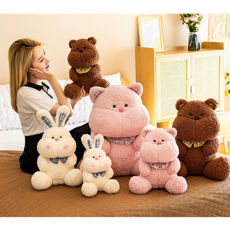 Cute Rabbit Pig Bear Plush Stuffed Doll Pillow For Birthday Gift