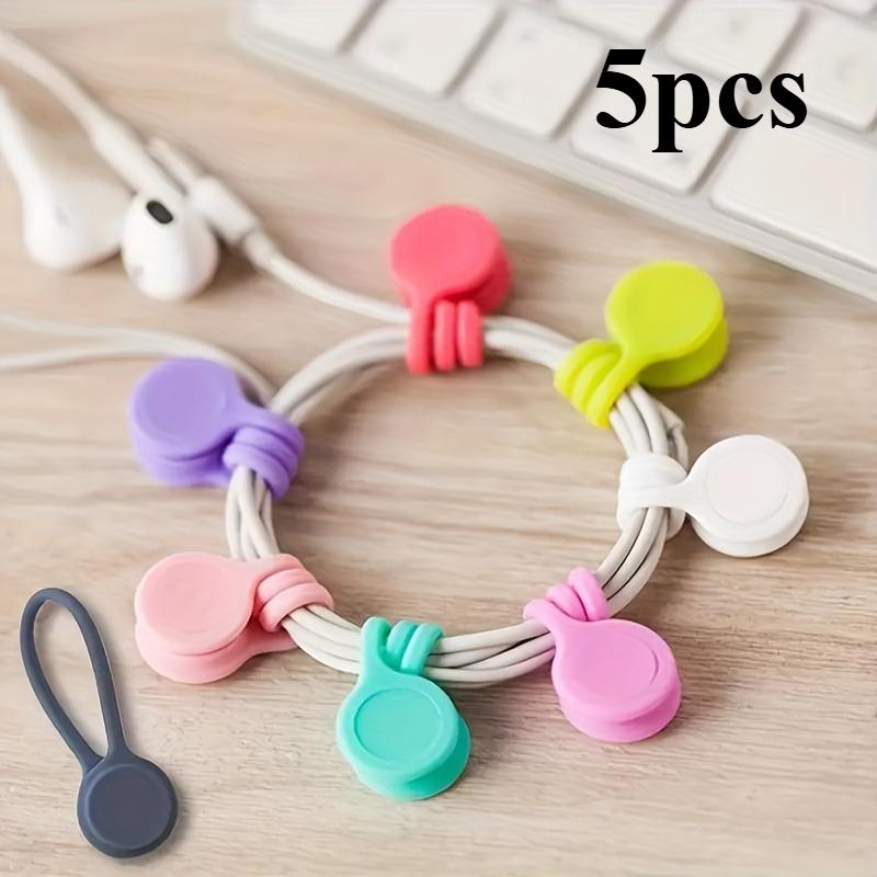 Colorful Magnetic Silicone Cable Ties - Reusable Cord Organizer for USB, Headphones & Keychains