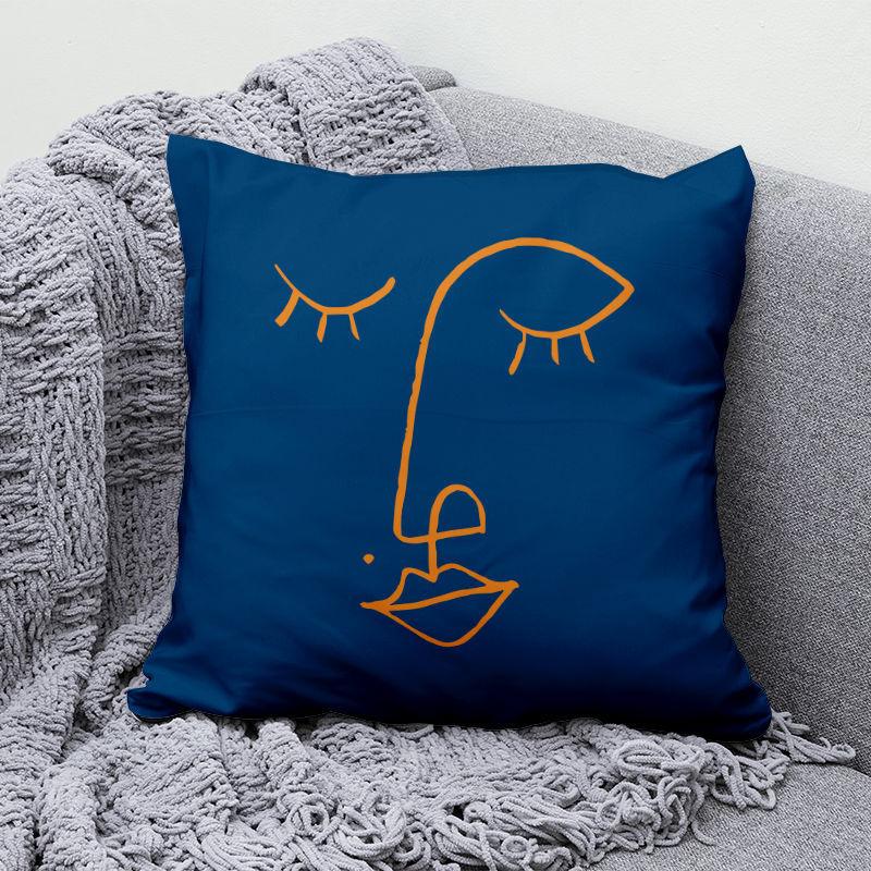 Light Luxury Orange Geometric Pillow High-end Home Living Room Sofa Office Seat Cushion Core Pillow Cover