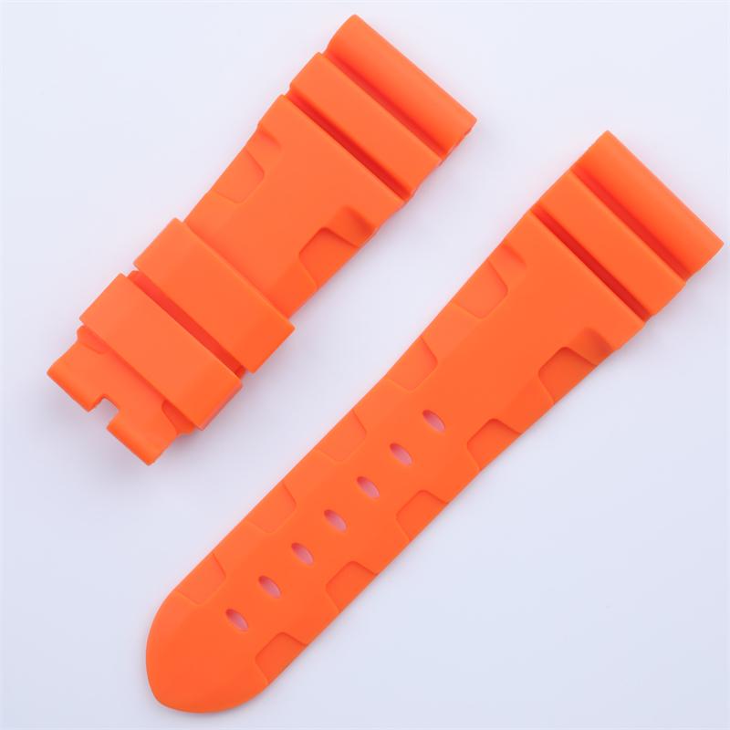 22mm 24mm 26mm Quality Soft Nature Silicone Rubber Watchband Black Blue Gray Green Red For Panerai Strap Waterproof Wristband