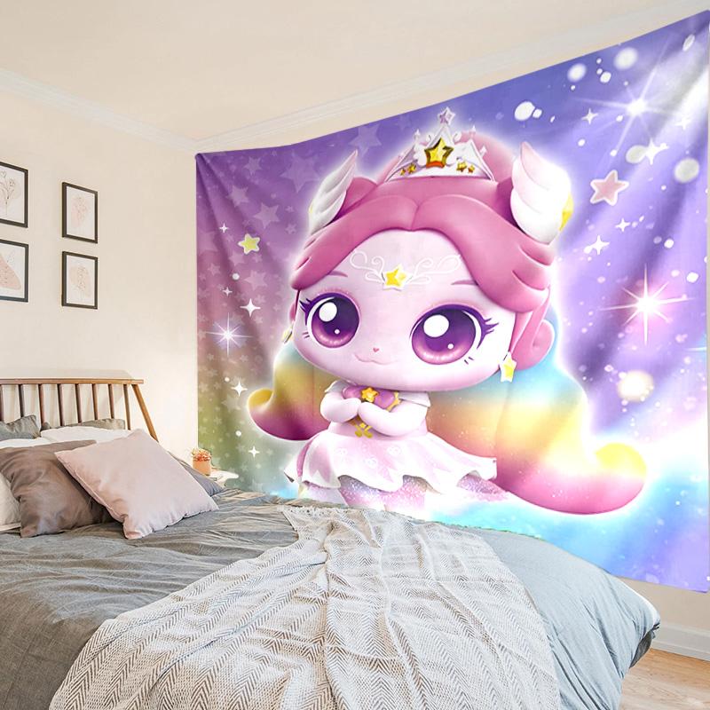 Pink Heartsping Fantasy World Tapestry, Unique Design Tapestry, Wall Decor for Bedroom,Livingroom, Playroom,Heartwarming Fan Holiday Gifts