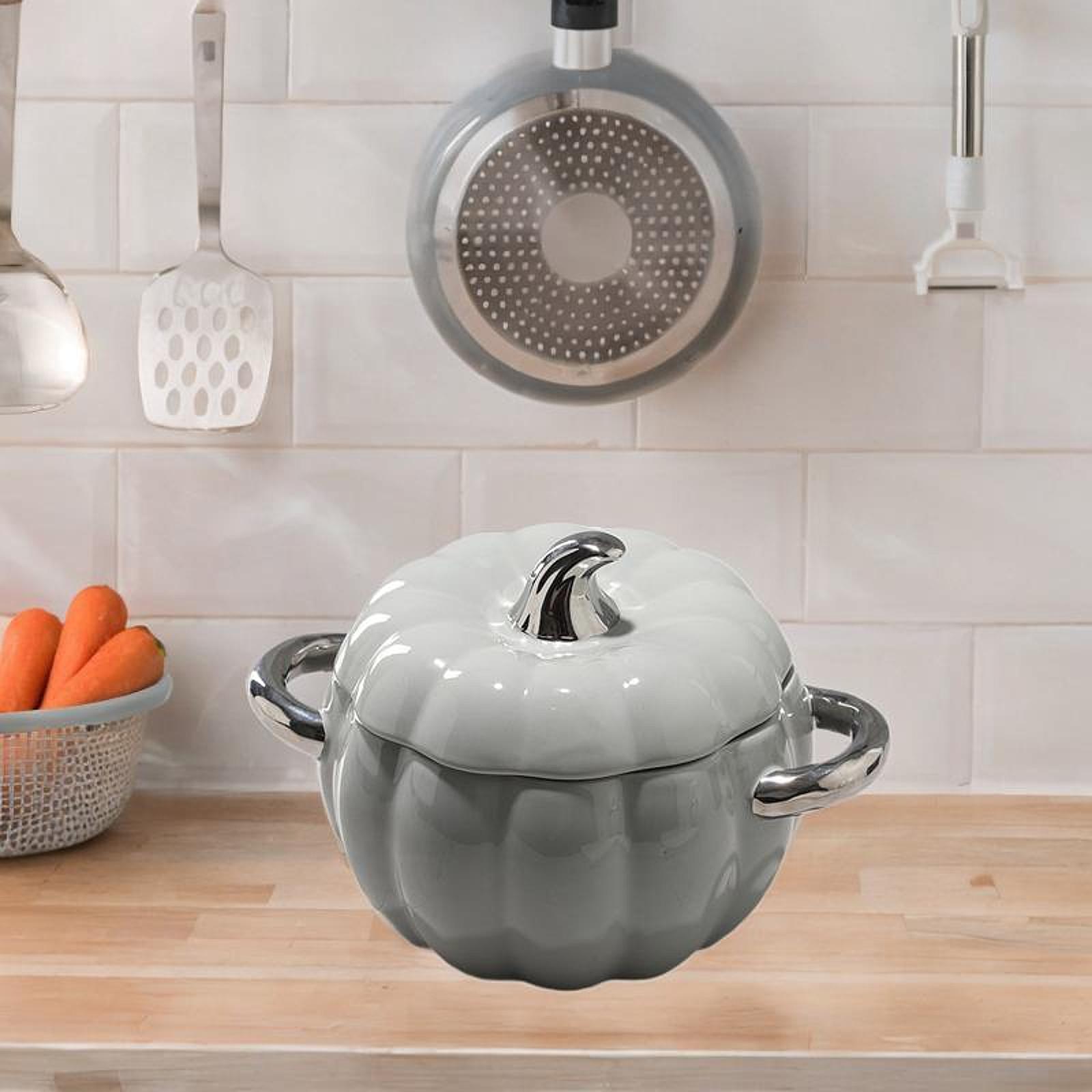 

Kitchen Stew Pot Home Decor Tableware Ceramic Dessert Salad Bowl with Cover Soup Pot for Soup Dining Room Party Kitchen Wedding светло-серый
