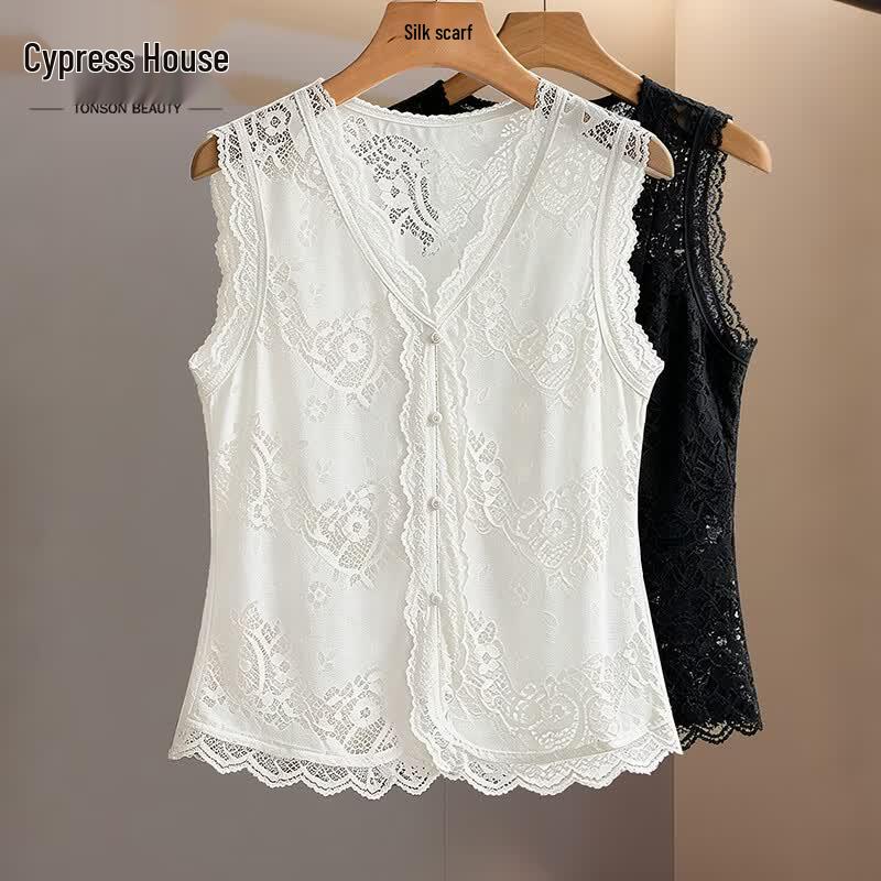 Women s V-neck Lace Slim Fit Vest Top XL