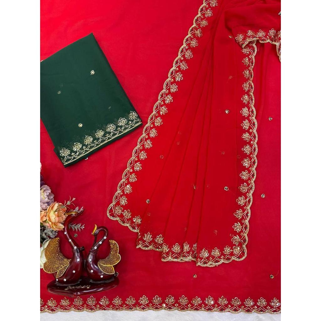 Premium Soft Georgette Saree with Sequins Embroidery