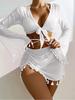 Neuer einfarbiger sexy Bikini dreiteiliger Badeanzug Damen Netzbluse Strandrock Badeanzug