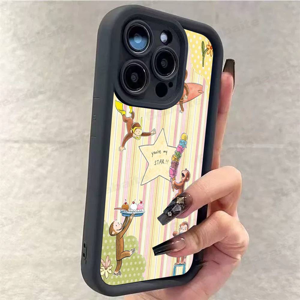 Lovely Cartoon C-Curious Georges Phone Case For iPhone 17 16 15 14 13 12 11 Pro Max 16E Plus INS Soft Cover