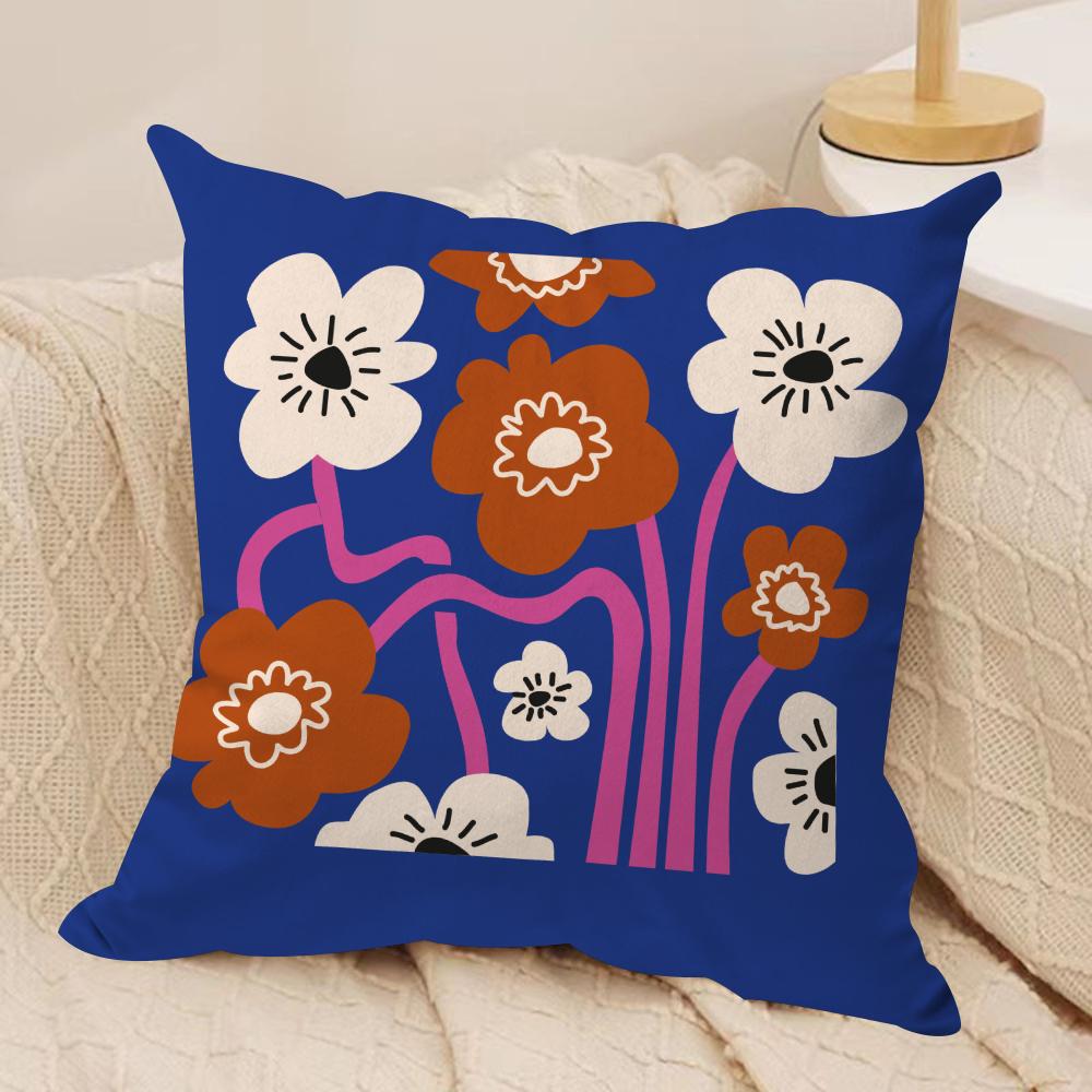 Plants and Flowers Cushion Cover Soft Plush Fabric Double-Sided Printed Sofa Cushion Cover for All Seasons Home Decor Gift