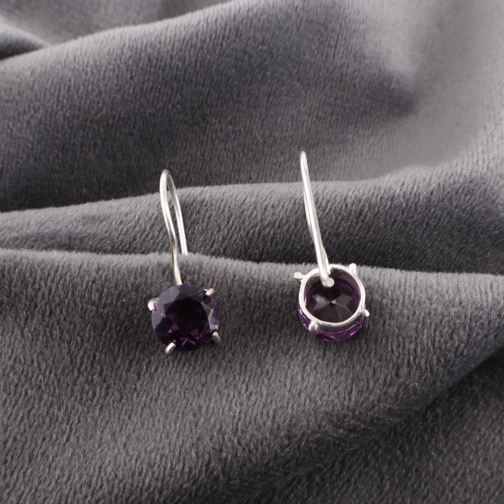 Amethyst Earrings Gemstone Jewelry, 925 Solid Sterling Silver Earrings, Gift For Women Handmade Earrings For Wedding Gift