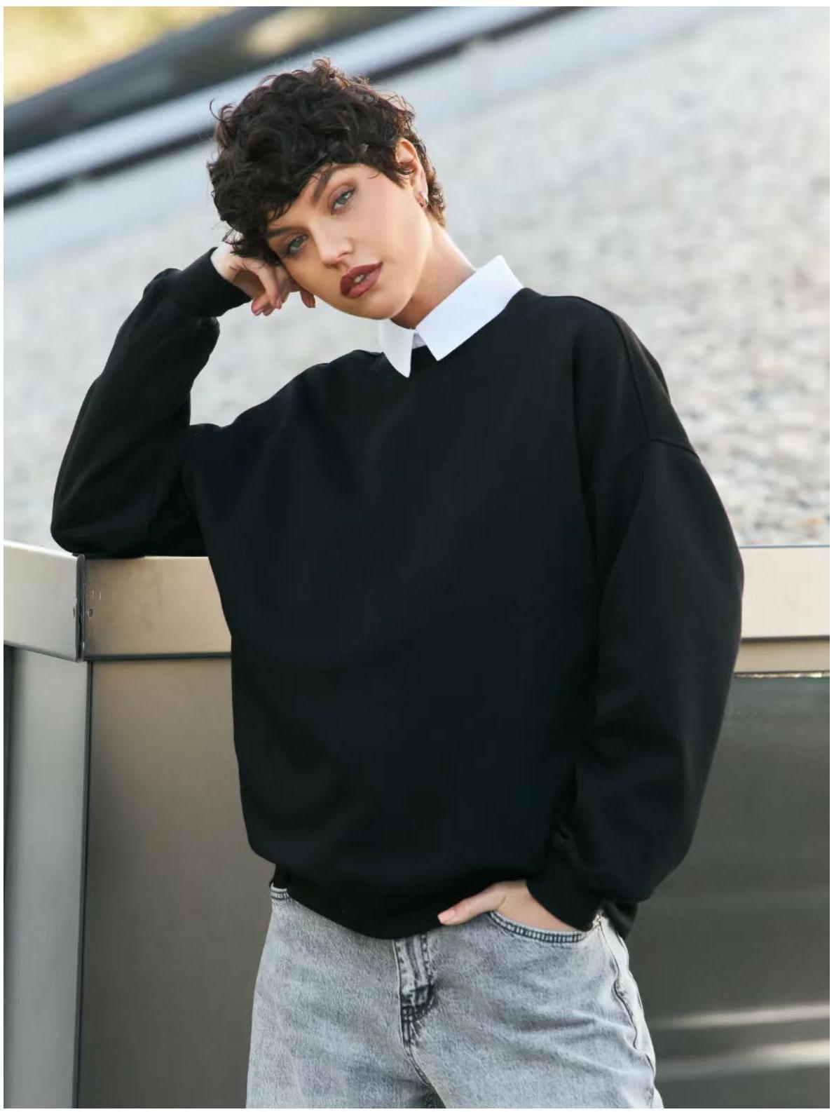 

Женский однотонный повседневный свитшот с круглым вырезом M