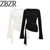 Za New Fall Women's Clothing 2025 Fashion Wind Fashion Sexy Slim Fit Slimming Lace Stitching Long Sleeve T-shirt Tops