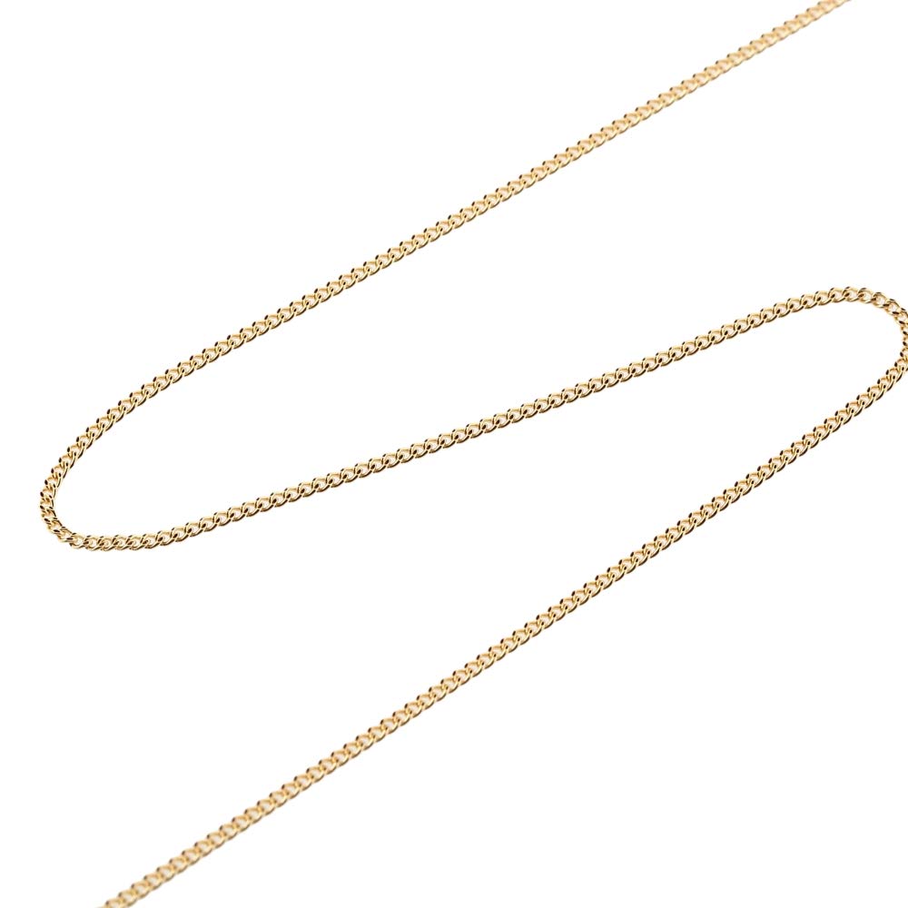 Goods 18K Yellow Gold Curb Chain for Men and with Clasp [Happy Shop] Necklace, 60cm, 1.2mm Wide, Double-Sided, Women,